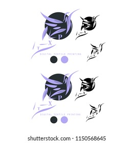 Logo of the textile company birdie hummingbird. A set of 2 examples of different colors.