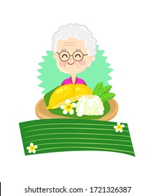 lOGO Thai Dessert Durian with Sticky Rice Vector