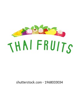Logotipo de fruta tailandesa en idioma tailandés que significa "monedas tailandesas" 