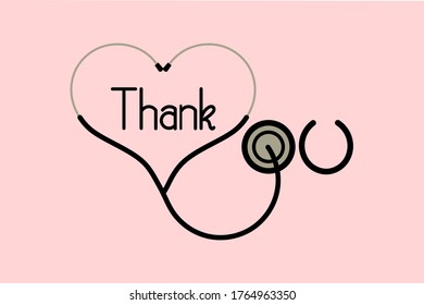 Logo Thank You Medical Personnel Stethoscope Stock Vector (Royalty Free ...