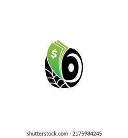 un logotipo que combina el dinero con la forma de un neumático