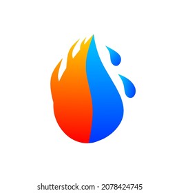 a logo that is formed from fire and water that become one to form a drop of water.