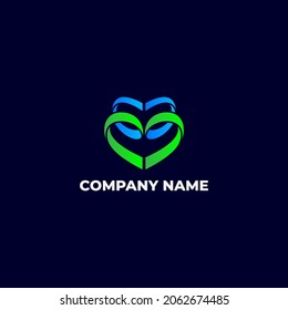 a logo that forms two hearts that unite