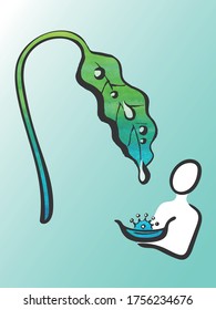 Ein Logo, das Aktivitäten zum Schutz von Edelwasser darstellt. Es kann auch als Icon verwendet werden. Handzeichnung. Vektor.