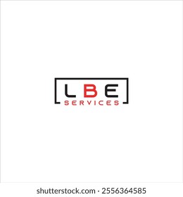 The logo that says LBE Services is rectangular in red and black