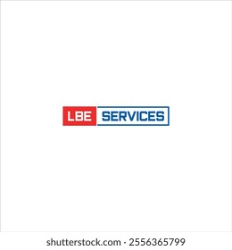 The logo that says LBE Services is rectangular in red and blue