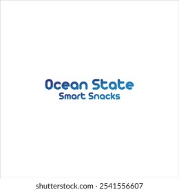 El logo que dice Ocean State es azul degradado y tiene un fondo blanco