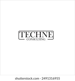 The logo that says Techne Consulting is rectangular with black and a white background