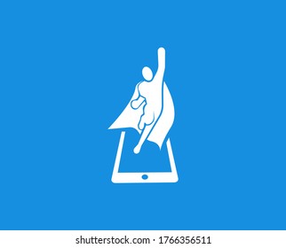 un logo qui symbolise la puissance d'un téléphone portable comme un super héros
