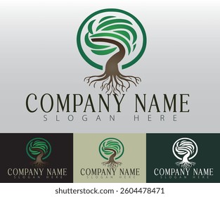 A logo that uses a circle to showcase the tree’s symbol of vitality and resilience.