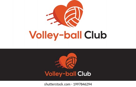 Logo in the theme of the game of volleyball that shows a volleyball ball inside a heart