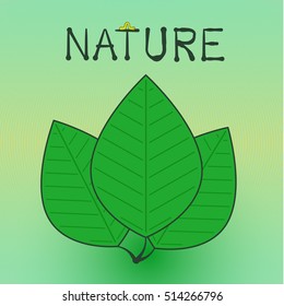 Logo for theme of nature. Leaves and stylized word 'Nature'.  