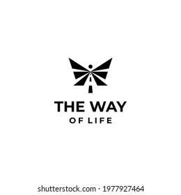 The logo is thick and clear, a combination of humans, wings and asphalt roads.
EPS10, Vector.