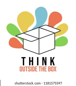 Logo Think Outside The Box, Creative Unique Innovative Motivational And Modern For Business Company And Start Ups