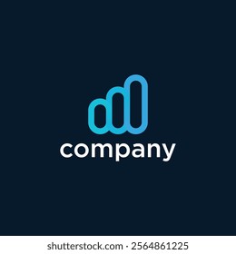 A logo with three ascending blue bars and the word 'company' below it on a dark blue background.