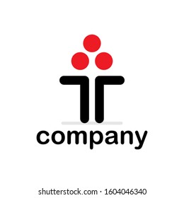logo with three circles above it and the support below resembles a torch and also looks like an up arrow