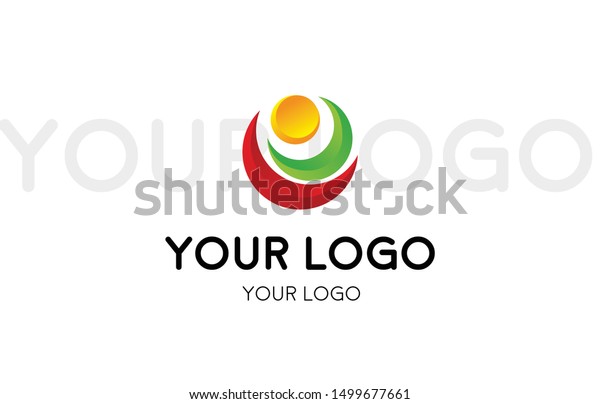 Logo Three Circles Combo Three Colors Stock Vector Royalty Free