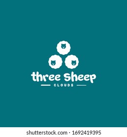 Logo of Three Cute Simple Sheep Icon Images Vector