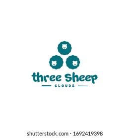 Logo von Three Cute Simple Sheep Icom Images Vektorillustration
