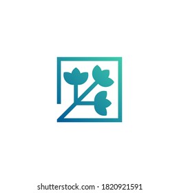 logo of three flowers in one branch, in square shape