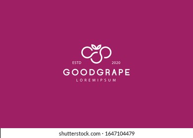 the logo of three grapes. elegant illustration of three grapes in line. vector line icon template
