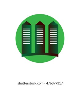 Logo three houses of green. Vector