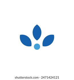 Logo three leaf blue with point and blank background
