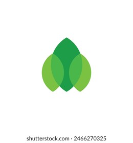Diseño de logotipo de tres hojas minimalista con fondo en blanco