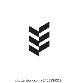 Logo de tres hojas de la bandera negro minimalista con fondo en blanco