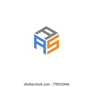 Logo with three letters AAS. hexagon logo