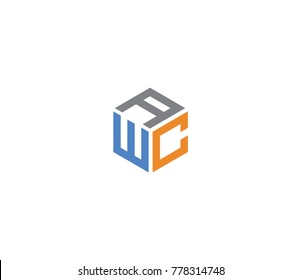 Logo with three letters AWC. hexagon logo