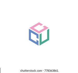 Logo with three letters CCU. hexagon logo