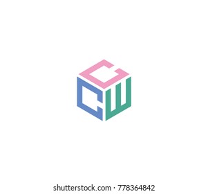 Logo with three letters CCW. hexagon logo
