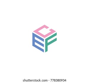 logo with three letters CEF. hexagon logo template