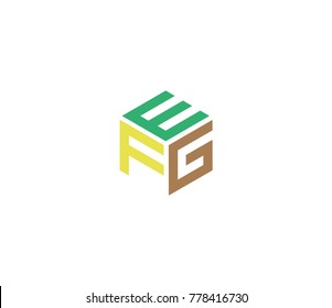 Logo with three letters EFG. hexagon logo