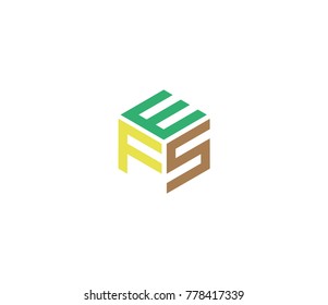 Logo with three letters EFS. hexagon logo