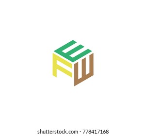 Logo with three letters EFW. hexagon logo