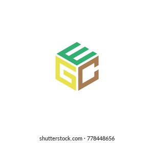 Logo with three letters EGC. hexagon logo