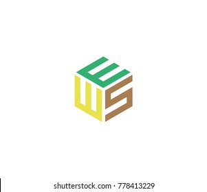 Logo with three letters EWS. hexagon logo