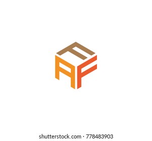 Logo with three letters FAF. hexagon logo