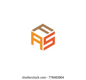 Logo with three letters FAS. Three letter icon. hexagon logo