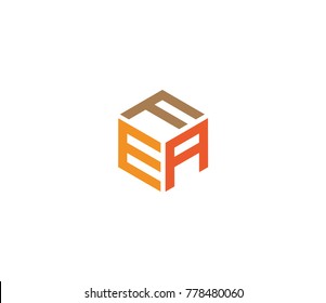 Logo with three letters FEA. hexagon logo
