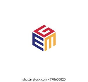 Logo with three letters GEM, flat logo