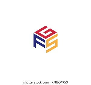 Logo with three letters GFS. hexagon logo