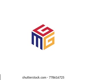 Logo with three letters GMG. hexagon logo