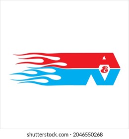 logo of three letters a and n, blue and red color is a reference for logo design
