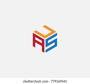 Logo with three letters UAS. hexagon logo