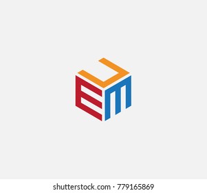 Logo with three letters UEM. hexagon logo