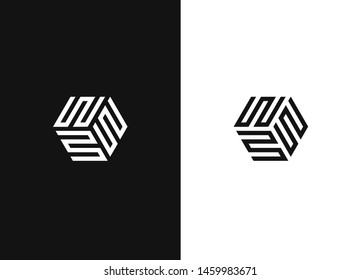 Logo three letters W. Clean, modern and elegant style. Abstract shapes sign. Line creative symbol. Negative or black and white vector template design.