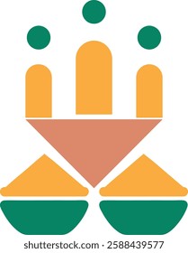 A logo with three people and a triangle. The triangle is orange and yellow. The logo is on a white background